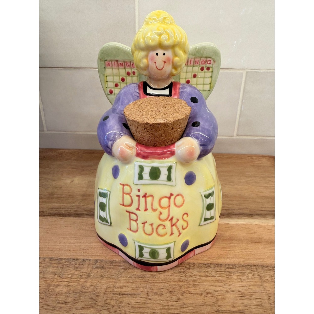 Debra Jordan Bryan Bingo Bucks Bank Ceramic Angel 2001 Pennies From Heaven